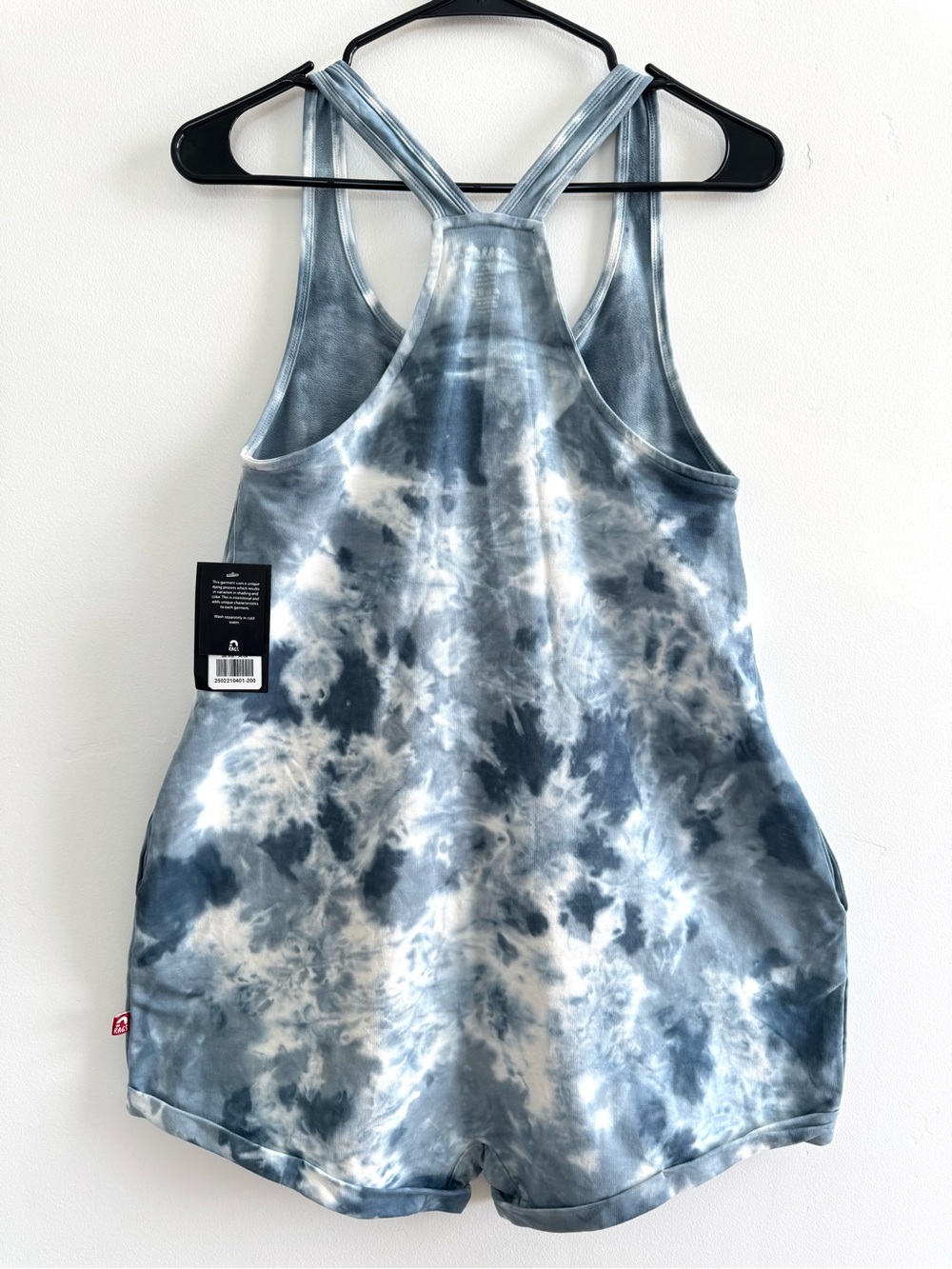 RAGS Adult Shorts Romper in Blue/White Tie Dye Snapless One Piece Women XS NWT - Picture 5 of 16